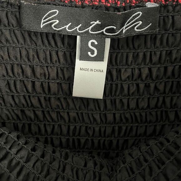 Hutch Reva Stripes Smocked Midi Length Dress Black Red - Picture 7 of 7